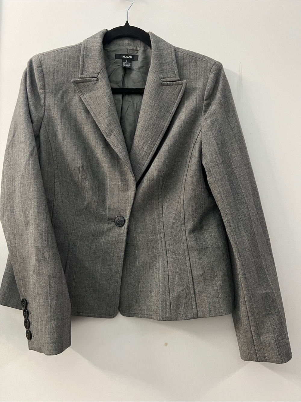 Alfani Gray Pinstripe Single-Button Tailored Blazer